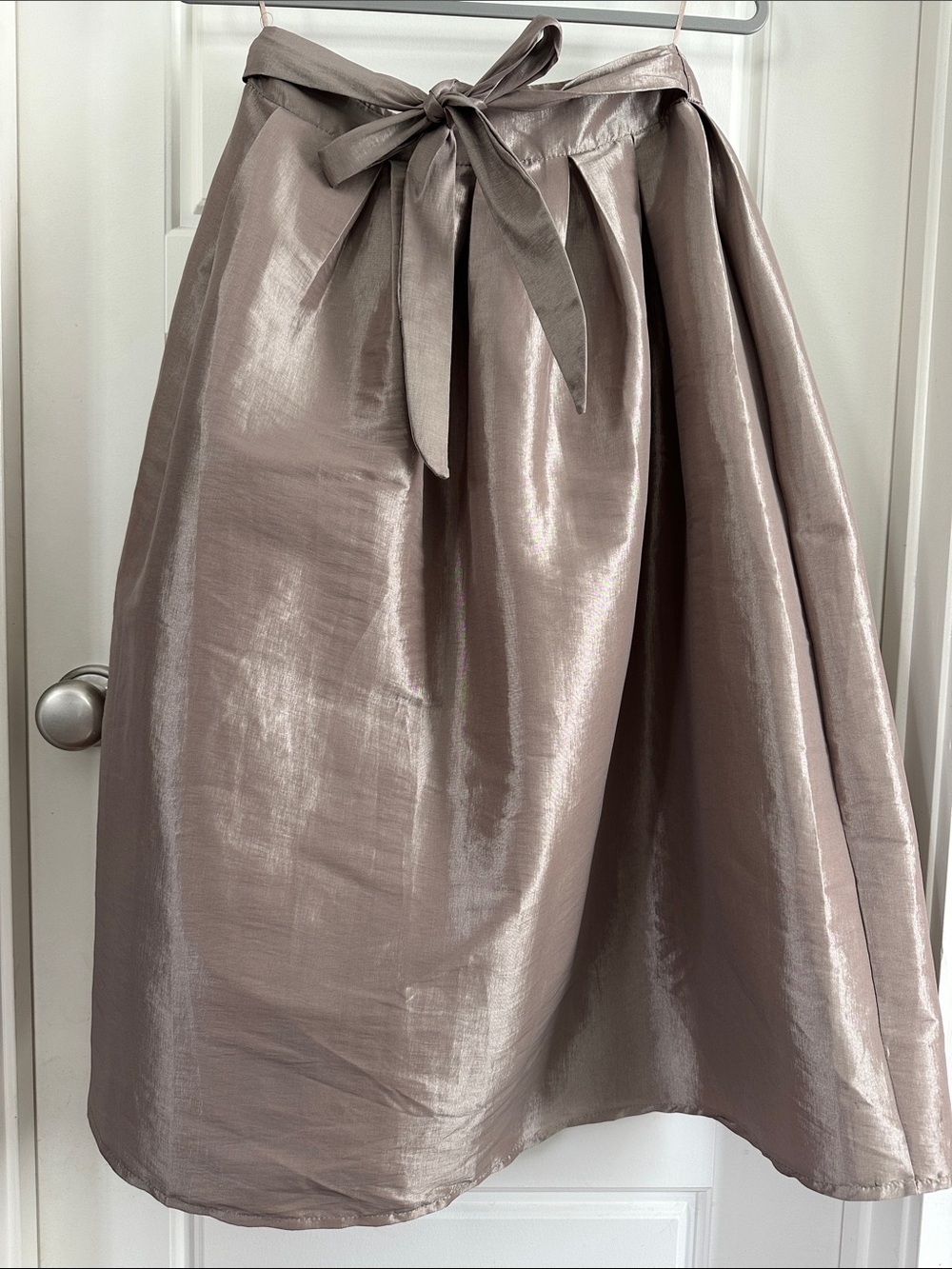 Women's Shimmery Taupe Tie-Waist Circle Skirt